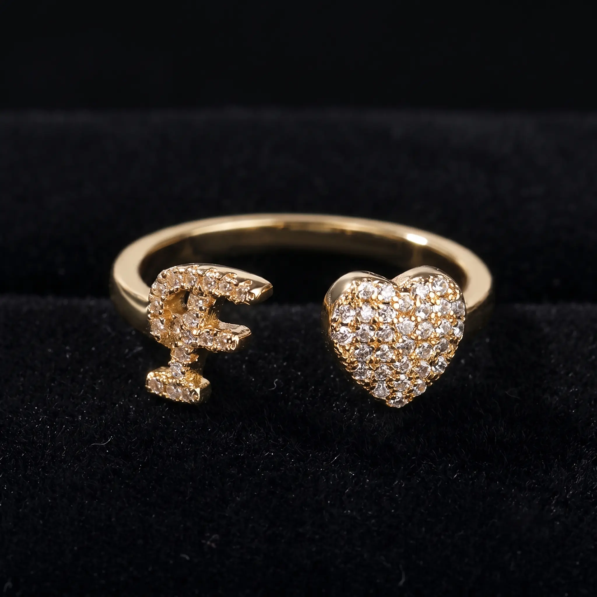 14K Gold Plated Initial Rings Stackable Rings for Women, Dainty Simple Adjustable Rings Fashion Jewelry Gifts for Her