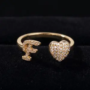 14K Gold Plated Initial Rings Stackable Rings for Women, Dainty Simple Adjustable Rings Fashion Jewelry Gifts for Her