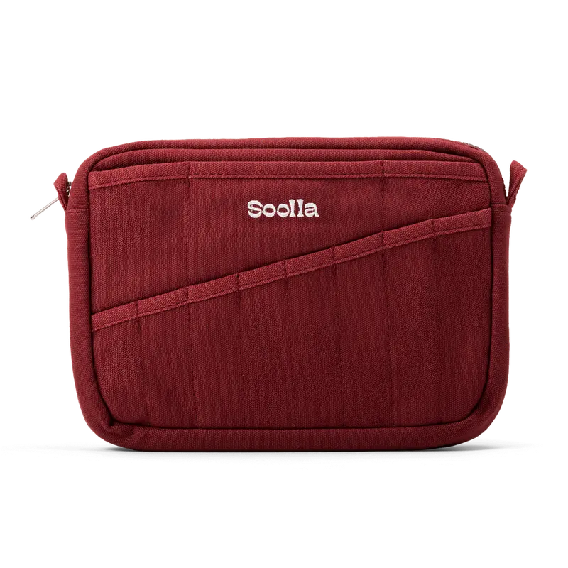 Soolla® Studio Pouch, Sangria – 20-Pocket A5 Stationery & Art Tool Organizer with YKK Zipper