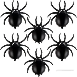 6 Pcs Black Spider Balloons, Halloween Party Decorations, 33 Inch Spider Foil Mylar Balloons for Halloween Party Birthday Haunted House Spooky Decoration Supplies