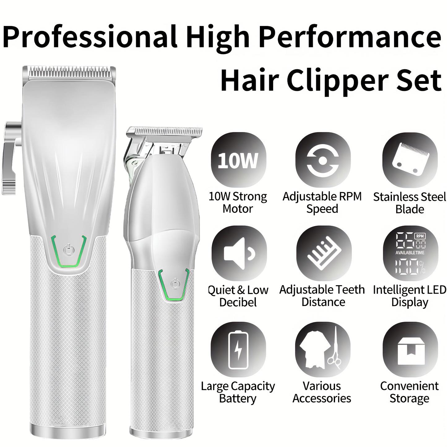 Men’s professional hair clipper, professional-grade cordless hair clipper and trimmer set, barber kit. Rechargeable beard trimmer and electric shaver for a comfortable experience