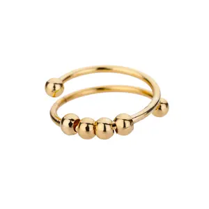 Creative spiral bead anxiety relief open ring for men and women Bead ring jewelry