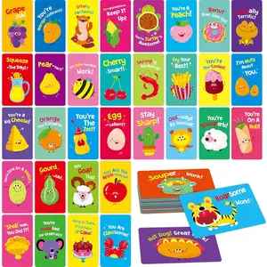 120 Motivational Cards, 60 Designs Pun Incentive Flashcards Encouragement Note Cards-Blank Side, Small Mini Funny Inspirational Affirmation Greeting Card for Kids, Students, Teachers, Parents