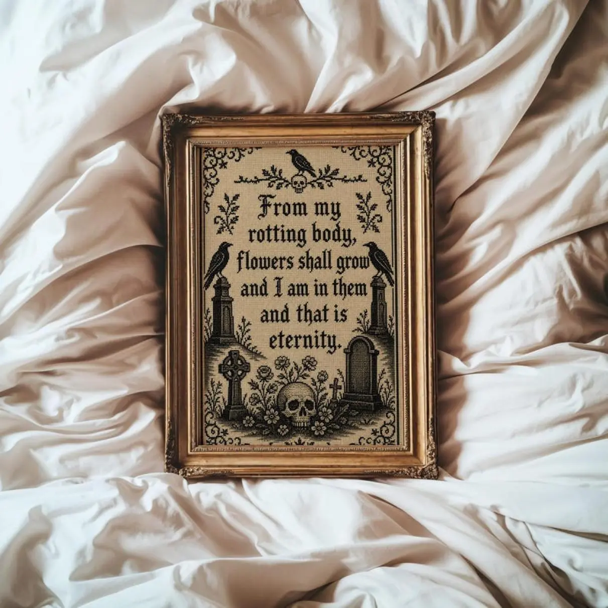 From My Rotting Body Flowers Shall Grow | Edvard Munch Quote | Memento Mori Wall Print | Gothic Macabre Wall Art | Dark Academia Print, Looks Good, Feels Better, Lightweight Feel, Moves with You