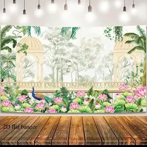 2D flat banner 1 piece Peacock Photo Backdrop Peacock Party Decorations | Mandir Backdrop, Indian Traditional Banner for Pongal, Lohari, Wedding, Housewarming Pooja | Seemantham Decoration Backdrops