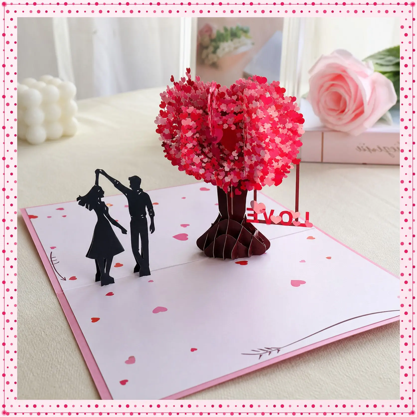 Valentine's Day Card Anniversary Card with Love Tree & Hearts