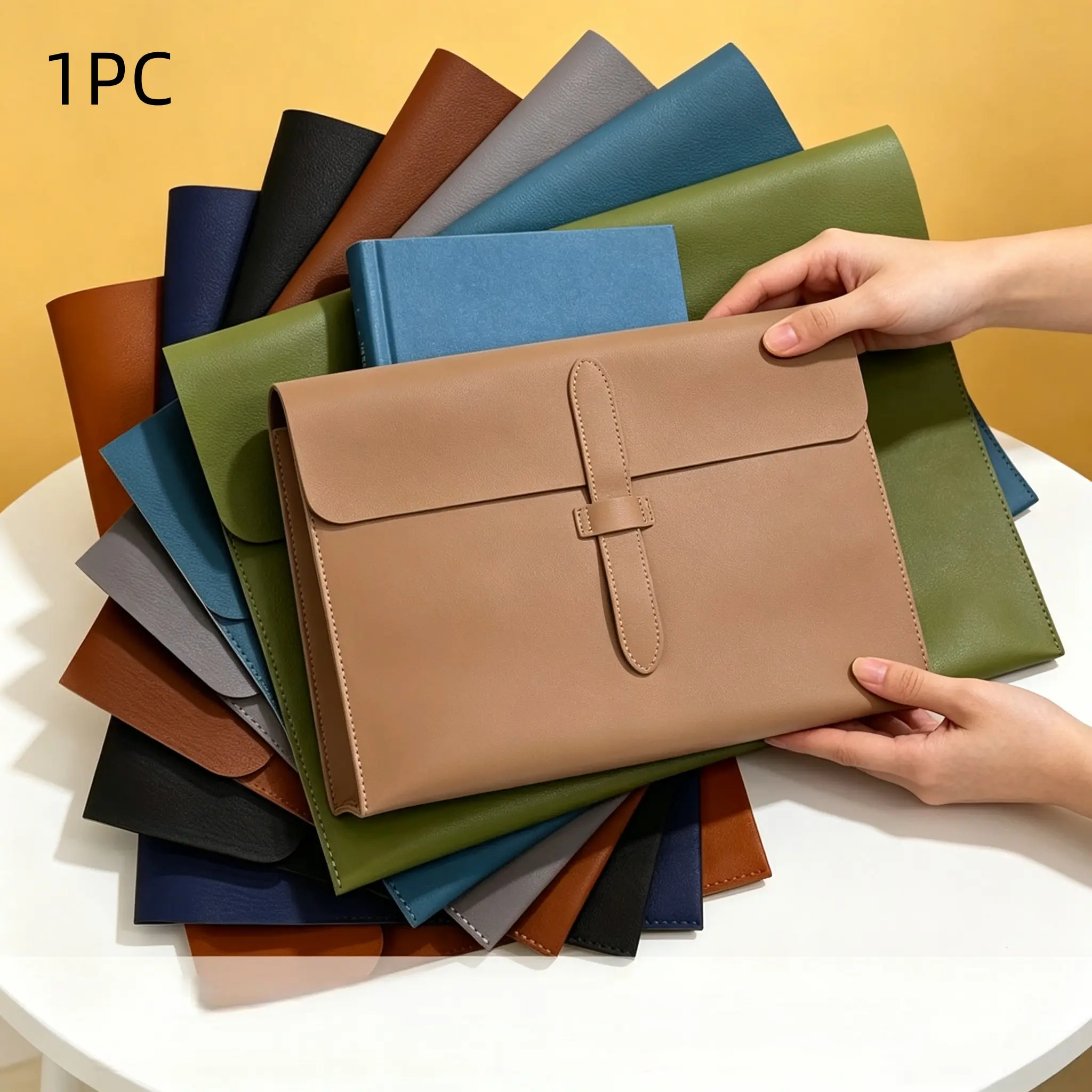 A4 Thickened PU File Bag, Large Capacity Anti-Fall Office Storage Bag, Dust-Proof and Dirt-Resistant, Convenient Document Organizer, Document Holder