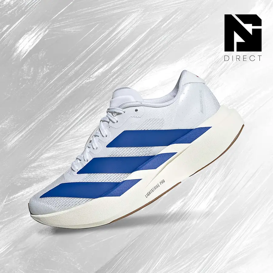 Adidas Adizero Evo SL (GS) White Royal Blue Kids Sneakers - Youth Footwear, Vintage Spring & Summer Evo SL Running Shoes, Shock-Absorbing Comfort, Gym-Street Casual Wear, Back to School, KI8443