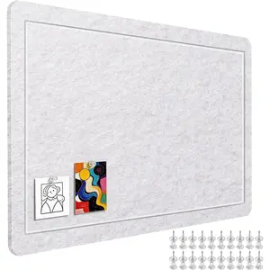 1 Pack Felt Bulletin Board, 23.6 x 16 inch Foldable Notepad with Adhesive Labels and Push pins, Suitable for Safety Wall  Boards in Homes, Offices, and classrooms - Oatmeal