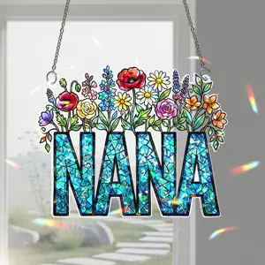 Personalized Nana Acrylic Suncatcher – Wildflower Garden Window Hanging, Gift for Grandma, Mother’s Day 2026
