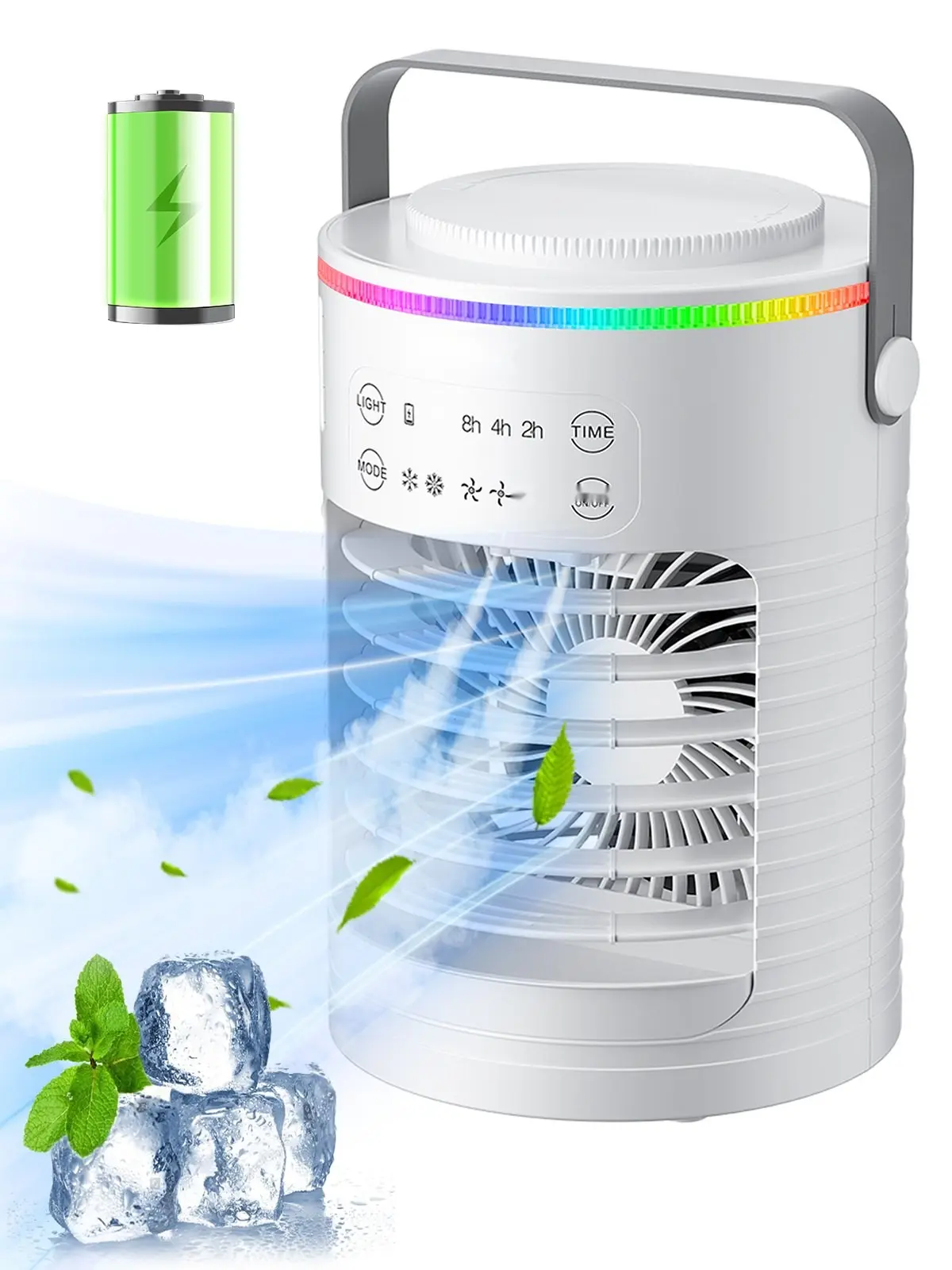 Portable Air Conditioner 4-In-1 Evaporative Air Cooler 3 Speeds 0.6L Water Tank For Home Office Desk Use Personal Room Cooling Energy Efficient Quiet Operation Lightweight Compact Design Easy Fill Water Tank