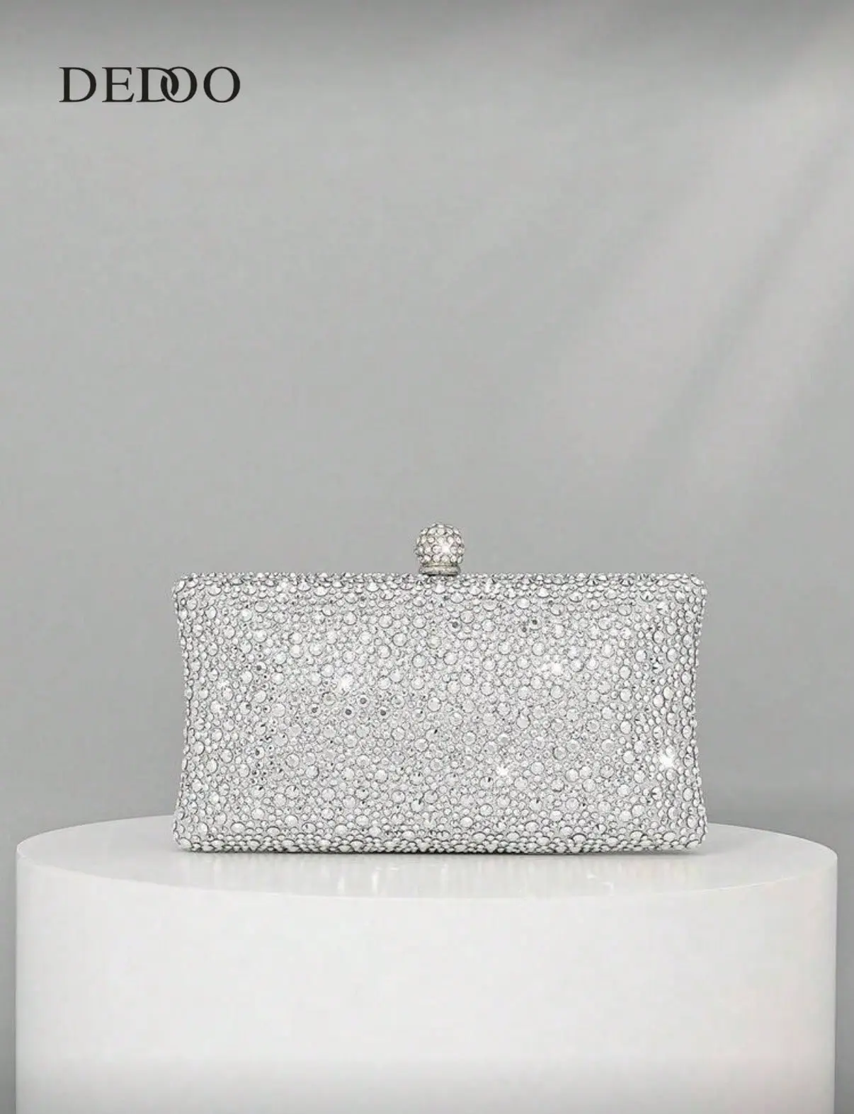 Women's Faux Pearl Box Clutch - Elegant Rhinestone-Decorated Formal Bag, Wedding Party Crossbody Bag with Shoulder Carry for Brides, Box Clutch Elegance