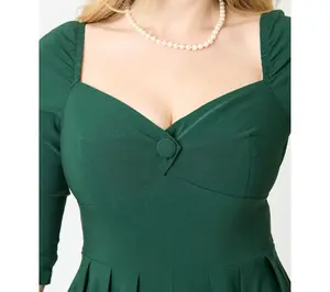 Unique Vintage Forest Green Lamar Swing Dress