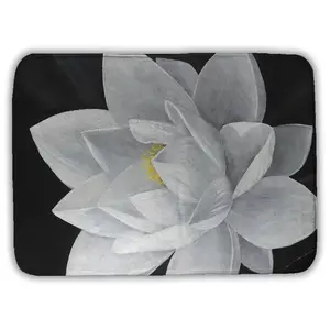 360 stand Soft Microfiber Foam Rectangle White Bath Mat - 17x24 in, Modern Lotus Flower Print, Absorbent Surface, Home Bathroom Decor