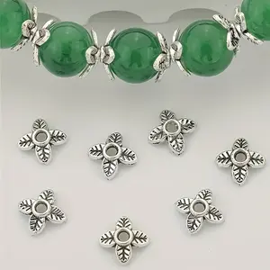 200/300/400pcs Antique Silvery Four-leaf Clover Alloy Bead Cap Spacer Bead, Suitable For DIY Jewelry Making Material, Used In Bracelets, Necklaces, Earrings Craft Material