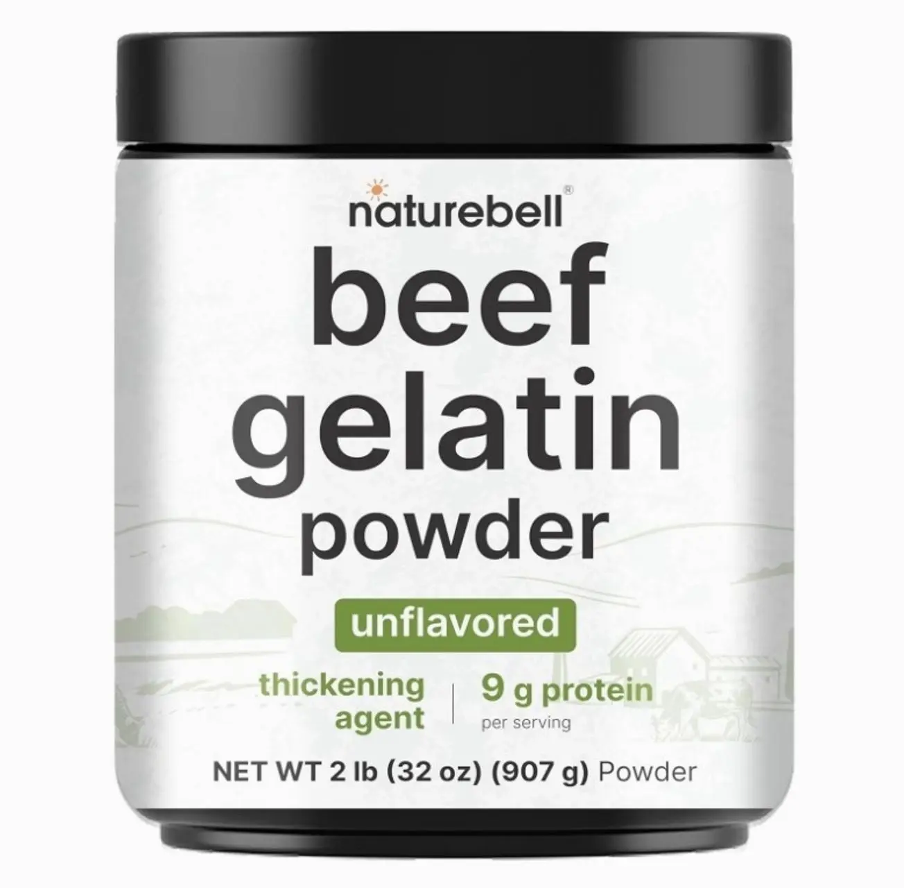 Beef Gelatin Powder, 2 lb – Unflavored Bovine Gelatin – Natural Thickening Agent for Cooking, Baking, Gummies & Desserts – 9g Protein Per Serving – Gluten, Soy & Dairy Free