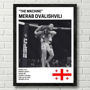Long Lasting Merab Dvalishvili UFC Fighter Paper Print - PA Mixed Martial Arts Graphic Photo, Home Gym Wall Decoration, Sports Fan Room Accent
