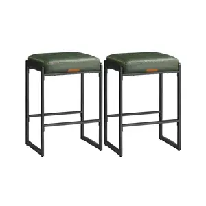 VASAGLE EKHO Collection - Bar Stools Set of 2, Counter Height Bar Stools, Synthetic Leather with Stitching, Mid-Century Modern Counter Stools, 26-Inch Tall, Kichen Home Bar Dining Room