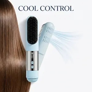 Viral Cordless Ionic Hair Straightener Brush – Portable Mini Hair Straightening Comb, Rechargeable Battery Powered Flat Iron Brush, Anti-Frizz Fast Heating with LCD Display & Cool Airflow Styler for Smooth Sleek Hair | TikTok Made Me Buy It Travel Must-Ha