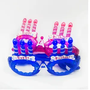3-Pack LED Flashing "Happy Birthday" Party Glasses - Light Up Sunglasses with 11 Blue LEDs, 3 Modes, Easy On/Off Button