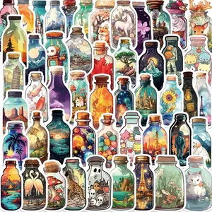 Cartoon Bottle Pattern Sticker (50pcs/set), Creative Cartoon Sticker, DIY Decorative Sticker for Phone Case, Computer, Guitar, Bag, Water Cup, Scrapbook