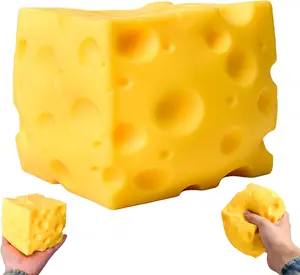 Super Cheese Squishy Big Giant Large Cube Block Slow Rising Squeeze Toy squeezable Stress Relief Original Sensory / Fidget Novelty Toy and Gift for Adults (3.54in)