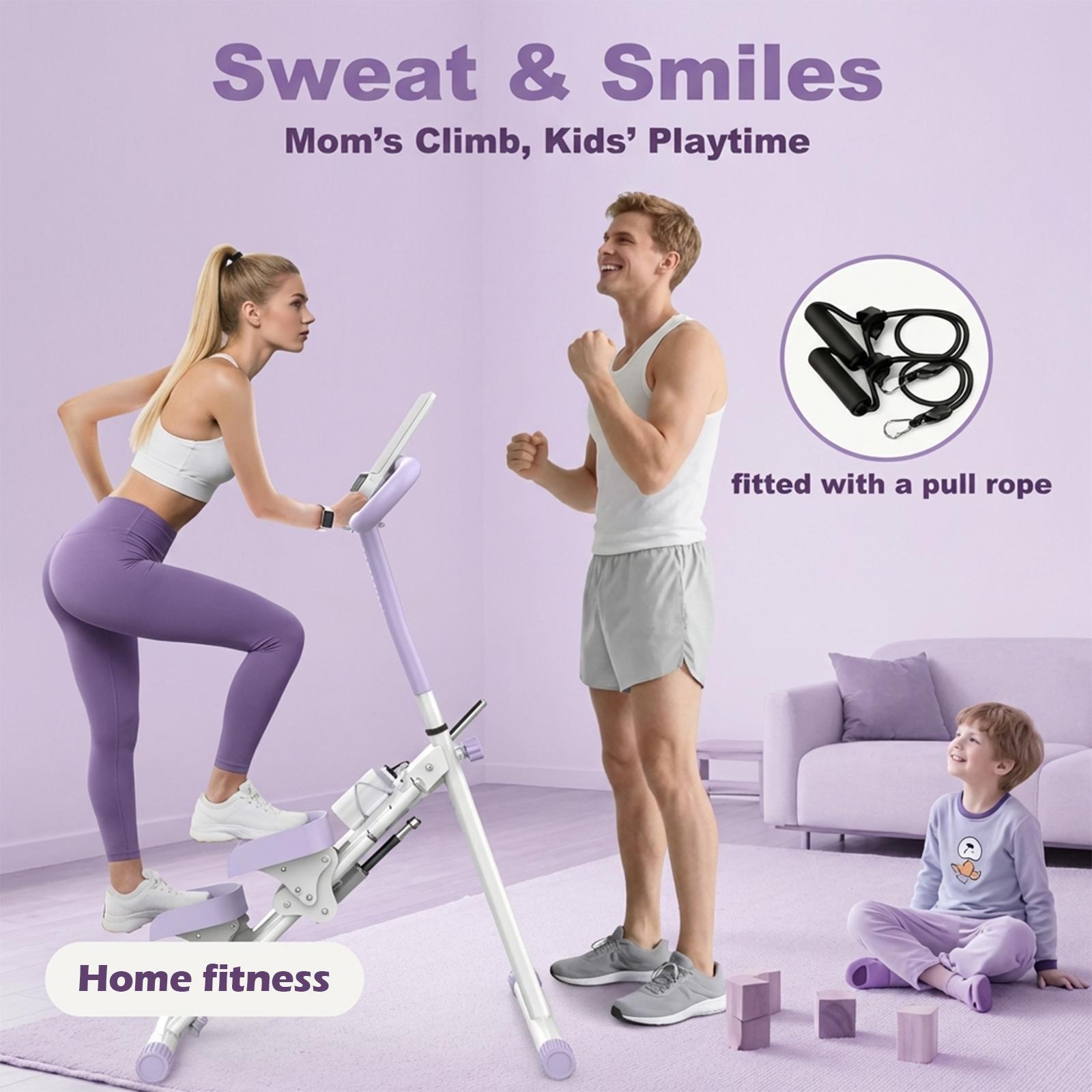 Yagud Stair Stepper for Home Gym Exercise, New Version Stairmaster ,Compact Folding Stair Climber with Extended Step Range, Adjustable Handlebar/Pedal, Purple