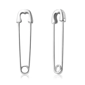 CHIC & ARTSY 925 Sterling Silver Safety Pin Earrings – Punk Style Paperclip Design, Hypoallergenic Unisex Jewelry Symbolizing Solidarity and Peace
