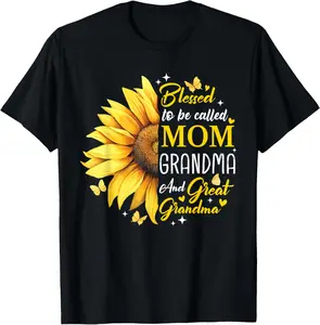 100% Cotton Blessed To Be Called Mom Grandma Great Grandma Mother's Day T-Shirt