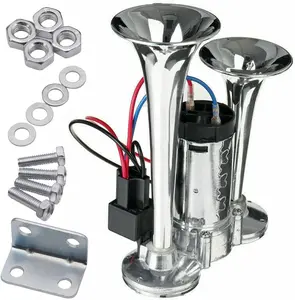 2026 Upgraded 12V  Loud  Air Horn Dual Horn, Horn Kit with Air Compressor,Dual Electric Air Horns Kit with Compressor for Vehicles Trucks Pickup Trains Lorrys SUVs Cars Boats (12V) Alarm for Home Security