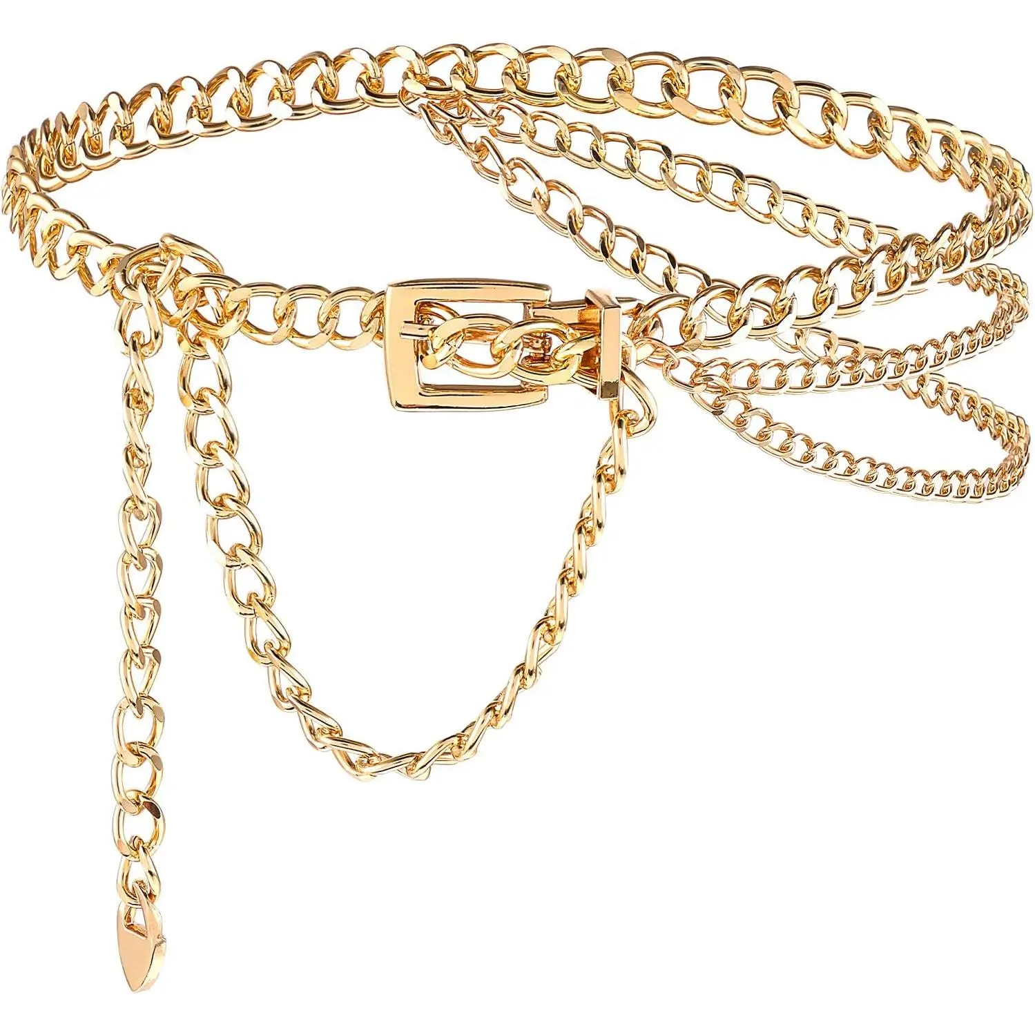 Multilayer  Chain Belt, Adjustable Metal Chain Dress Belt    Women Girls Jeans Trousers