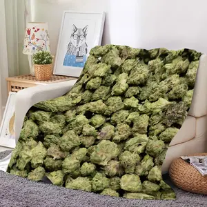 Weed Plant Printed Flannel Blanket | Soft, Comfortable, Warm, Machine Washable, All Seasons Use, Suitable for Beds and Sofas, Natural Style, Skin-Friendly, Ideal for Plant Lovers