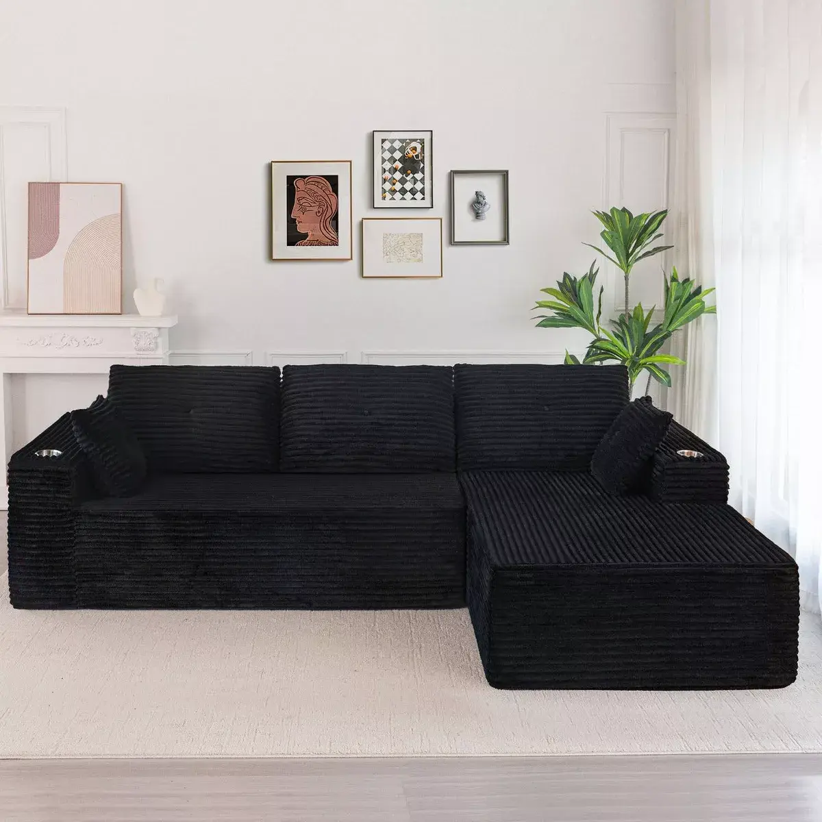 Black-Right Facing Chaise