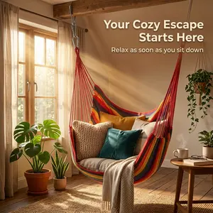 1PC Canvas Hammock Chair | Comfortable Hanging Swing Seat for Indoor & Outdoor Use | Portable Garden Hammock for Patio, Balcony, Bedroom & Camping Relaxation best friend birthday gift