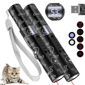 7-In-1 Digital Display Pet Laser Cat Toy, USB Rechargeable, 5 Adjustable Modes, Dot Chasing Light, Indoor Dog Cat Interactive Toy, Laser Pointer