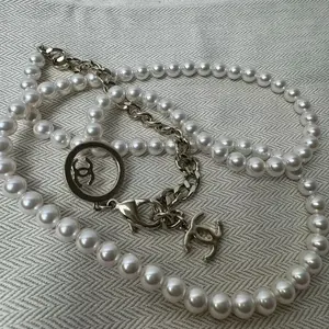 Pre-owned CHANEL Metal Bag Accessories faux pearl necklace