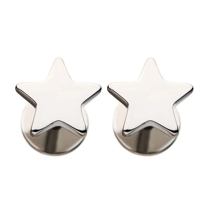 COMFY EARRINGS Stainless Stars 316L Surgical Grade Steel 7.0 mm Star 1.0 mm x 6.0 mm Post Comfortable Flat Back Earrings Pair