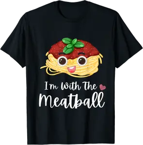 Spaghetti and Meatballs Matching Couple Costume Halloween T-Shirt - 35B0D8D2Y269