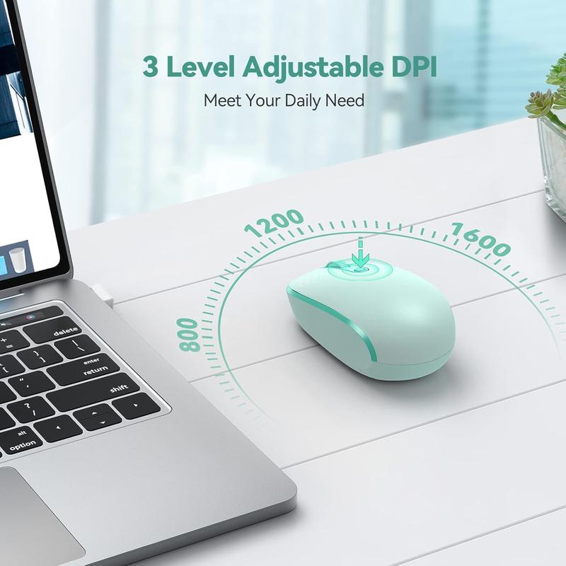 for Laptop, 2.4G Quiet Computer with USB Receiver, 4 Buttons Portable Cordless Mice for Chromebook, Laptop, PC, , 800/1200/1600 DPI - Mint Green for Laptop, 2.4G Quiet Computer with USB Receiver, 4 Buttons Portable Cordless Mice for Chromebook, Laptop, PC, , 800/1200/1600 DPI - Mint Green