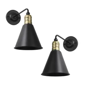Wall Lamp Cord Industrial Wall Sconce 2 Pack Vintage Industrial Wall Sconce Lighting with Metal Hardwired Light for Bedroom, Living Room, Bathroom, Hallway
