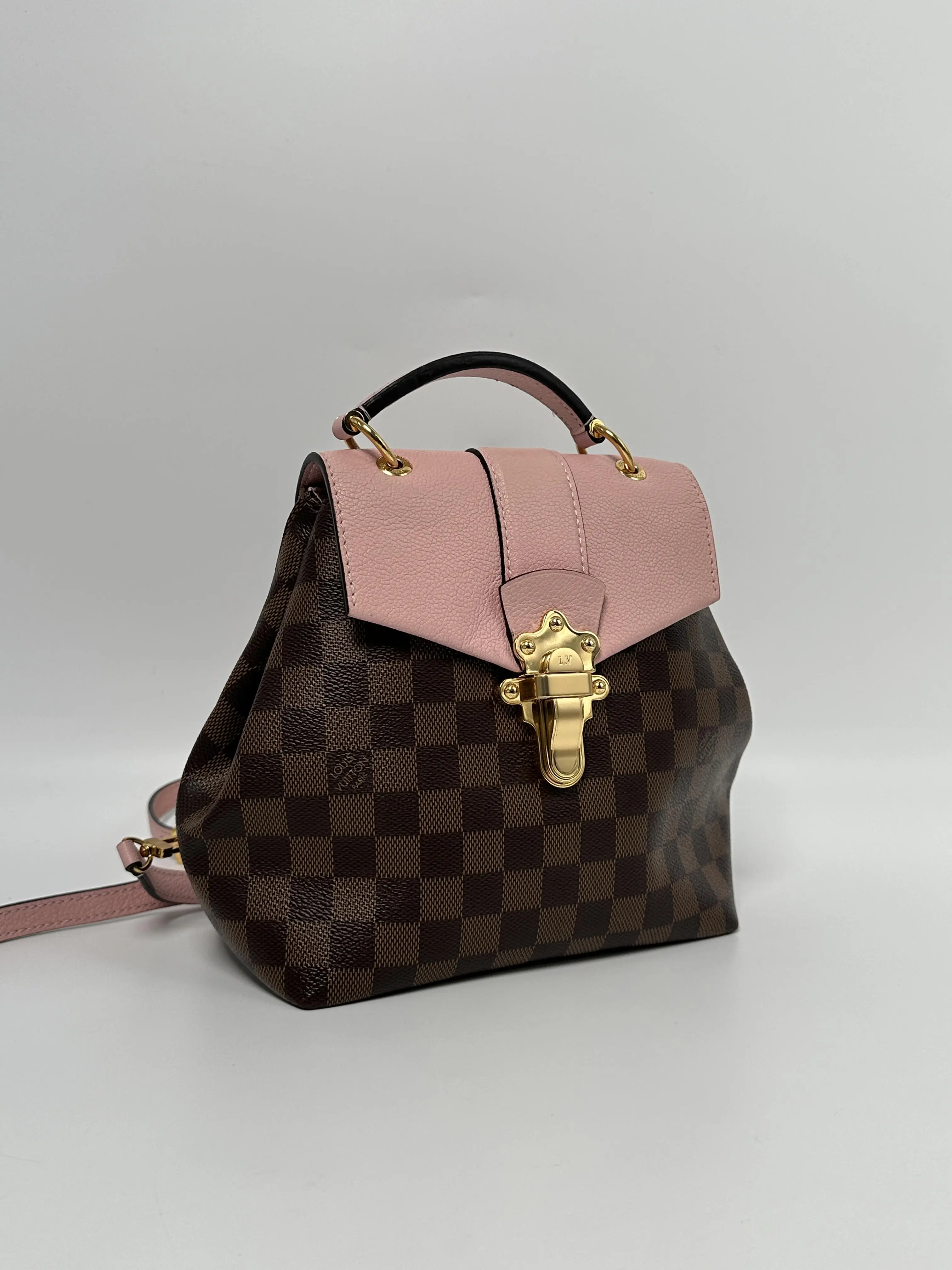 Pre-owned Louis Vuitton Canvas Backpacks Clapton Backpack Damier Ebene Brown ZS088LV