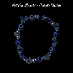 Glam Sodalite 8mm evil eye stretch bracelet for protection