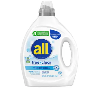 all free clear, Original, Liquid Laundry Detergent for Sensitive Skin, Unscented and Hypoallergenic, Concentrated, 82.5oz, 110 Loads