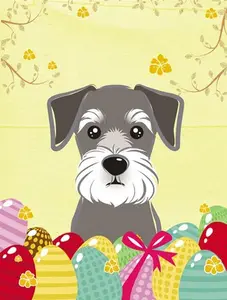 212 MAIN Schnauzer Easter Egg Hunt Decorative Flag, Outdoor Weather-Proof Double-Sided Fade-Resistant Easter Garden Decor for Sports & Outdoor Use