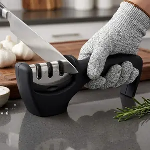 Professional Tungsten Steel Diamond Ceramic Knife Sharpener, Tri-Stage 1000/3000/8000 Grit for Kitchen, Gardening, Surgical Tools, Adjustable 8-35 Degrees, Anti-Rust, Wear-Resistant Edge Grinding