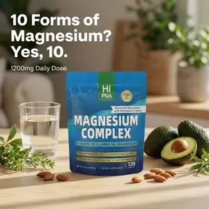 HiPlus 1200mg Magnesium Complex with 10 Essential Types - Supports Nerve, Bone & Muscle Health - 120 Count Capsules