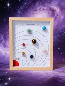 Natural Crystal Mineral Specimen Frame Collection, Solar System Planet Crystal Ball, Space Theme Party Gift, Suitable for Kids Friends Lovers