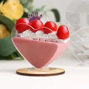 24-Pack Mini Clear Plastic Heart-Shaped Dessert Parfait Cups 2oz, Spoons Included - Disposable or Reusable Pudding Snack Bowls