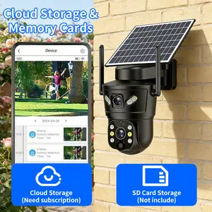 4K Ultra HD Wireless Outdoor Wi-Fi CameraStop Wiring! Solar Powered Wireless Outdoor Camera with Dual Lens View, IP66 Waterproof, Easy DIY Install Security Cam.360° PTZ, AI Human Tracking, No Monthly Fees, Color Night Vision.