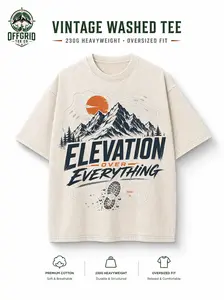 Men's Washable "Elevation Over Everything" Short-Sleeve T-Shirt, Loose-Fit Top for High-Altitude Mountain Hiking